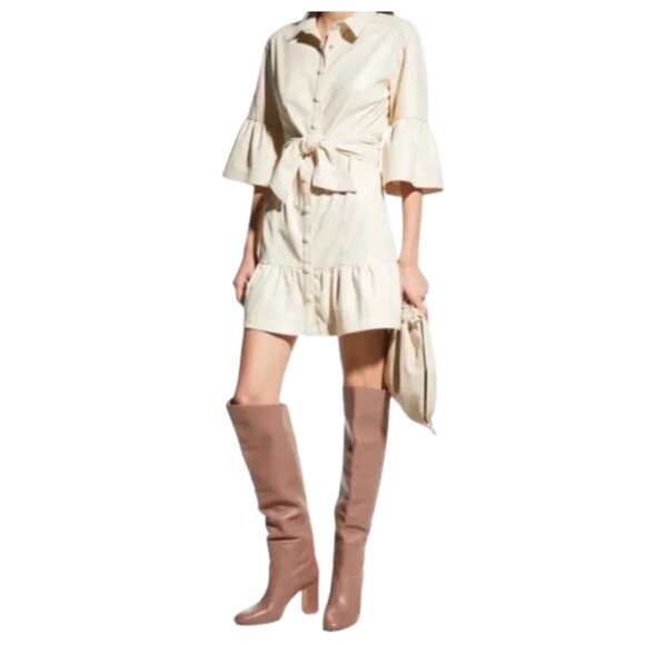 $558 Veronica Beard Luriane Vegan-Leather Dress. Size 10. - Picture 7 of 8